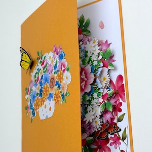 3D Flower Vase With Butterflies - Pop up Mother Day Card - Butterfly ...