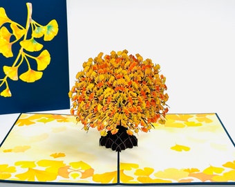 3D Ginkgo Tree Pop Up Card - Mother's Day Card- Father's Day Card - Longevity Pop Up Birthday Card - Anniversary Pop Up Card - Get Well Card