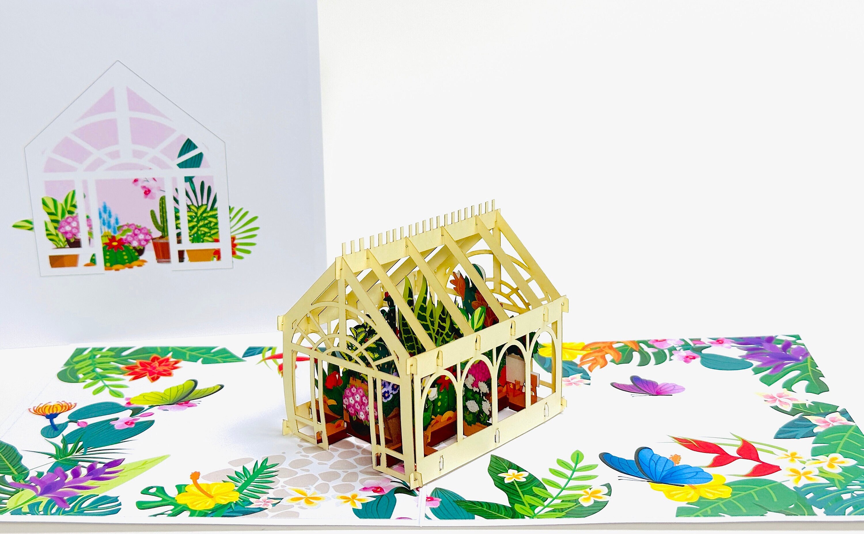 Greenhouse Pop Up Card -Gardener Birthday Card - Anniversary Card - Birthday Card- Gifts For Dad - Gifts For Mom - Thank You Card - New Home