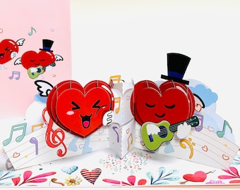 3D Heart Couple - Heart Lovers Card - Valentine's Day Card - Love Heart Card - 3D Anniversary Card/Wedding/Engagement Card/Proposal Card