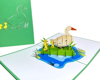 Pop Up Duck Family Mother's Day Card - Father's Day Card - 3D Cute Baby Shower Card - Funny New Mom Card - Congratulations New Baby Card