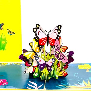 3D Butterflies Pop Up Card - Yellow Butterfly Birthday Card - Flower Pop Up Card - Wedding Gifts - Butterfly Birthday Card - Birthday Card