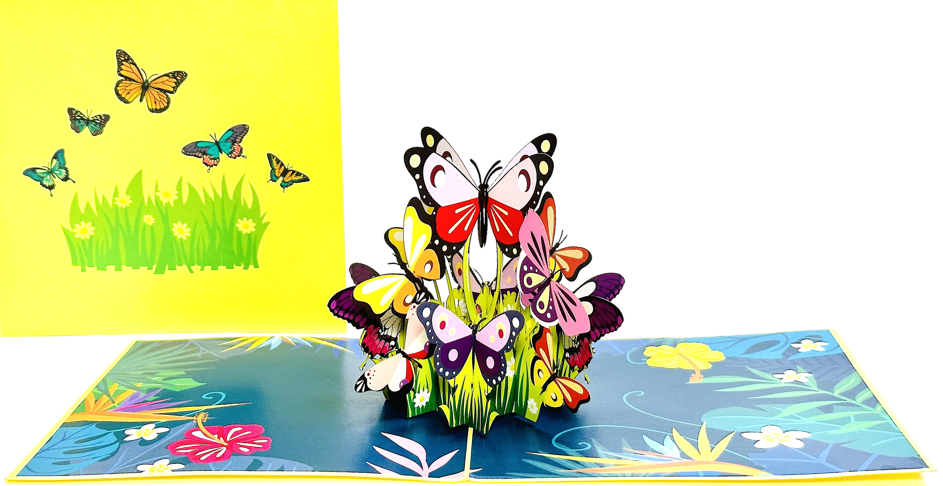 3D Butterflies Pop Up Card - Yellow Butterfly Birthday Card - Flower Pop Up Card - Wedding Gifts - Butterfly Birthday Card - Birthday Card