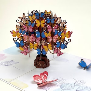3D Butterfly Tree Pop Up Card Butterflies Pop Up Birthday Card Flower PopUp Card Wedding Gifts Butterfly Birthday Card Gifts for Mom Bild 7