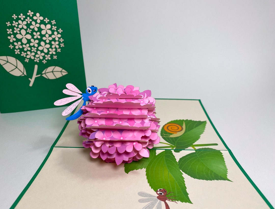 Hydrangea Bloom 3D Pop up Birthday Card - Florist Mother's Day Card ...