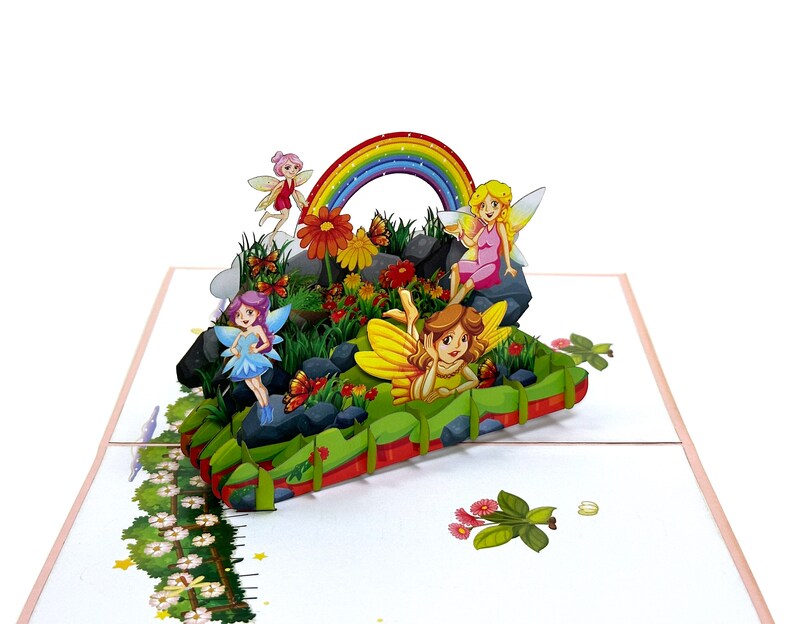 Fairy Pop UP Card - Cute Fairies in Garden Birthday Card - Funny Kid's ...
