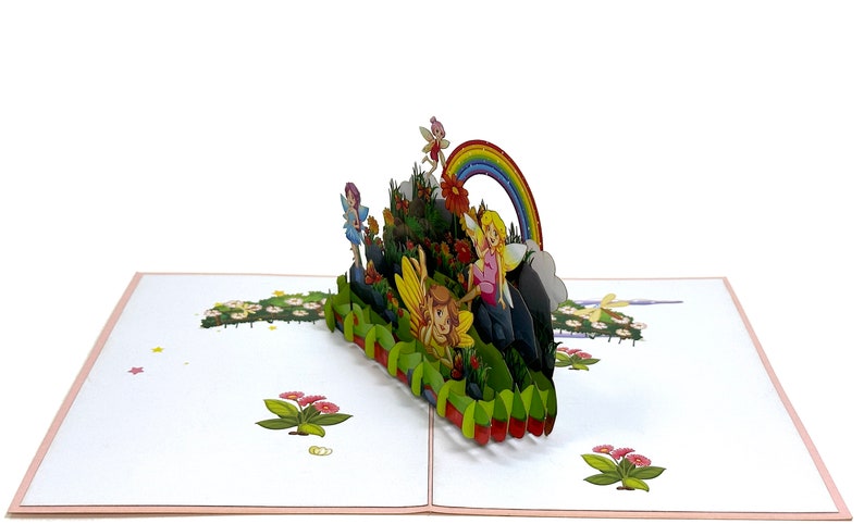 Fairy Pop UP Card - Cute Fairies in Garden Birthday Card - Funny Kid's ...