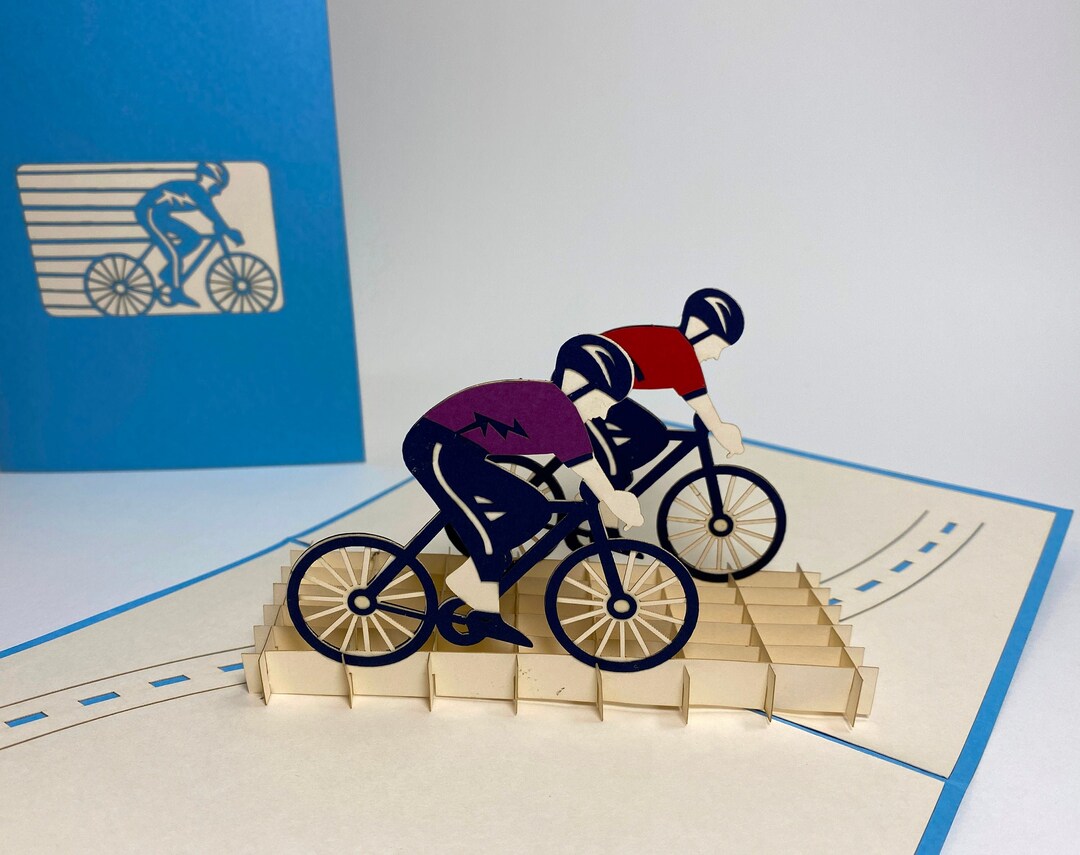 Cyclists Pop up Birthday Card Bicycle Birthday Card-riding - Etsy