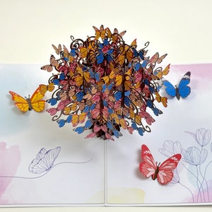 3D Butterfly Tree Pop Up Card Butterflies Pop Up Birthday Card Flower PopUp Card Wedding Gifts Butterfly Birthday Card Gifts for Mom Bild 10