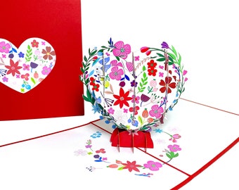 Pop Up Heart - Love Card - Christmas Card - Valentine's Day Card - Mother's Day Card - 3D Wedding/Anniversary Card -Proposal/Engagement Card