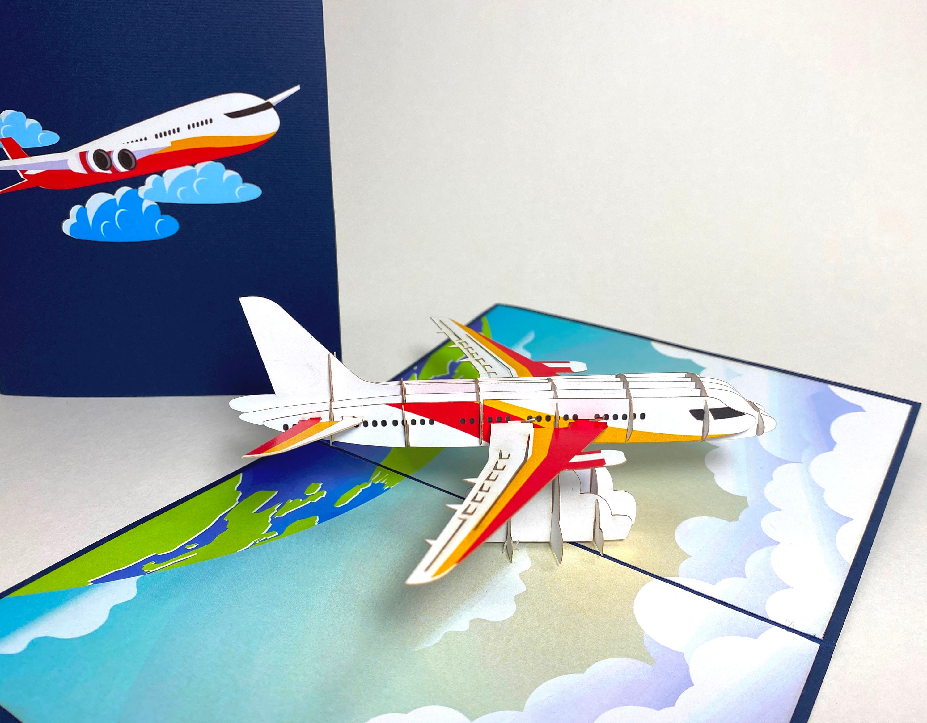 3D Airplane Birthday Pop Up Card - Father’s Day Card - Father’s Day Gift - Personalized Birthday Card - Safe Trip Card -Pop Up Farewell Card