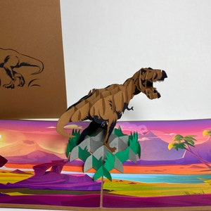 Dinosaur Birthday Card - Pop Up Dinosaur Park -3D Funny Kid's Birthday Card-Pop Up Thank You Card - Kid Birthday Card - Congratulations Card
