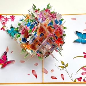 3D Flower Vase With Butterflies - Pop up Mother Day Card - Butterfly ...