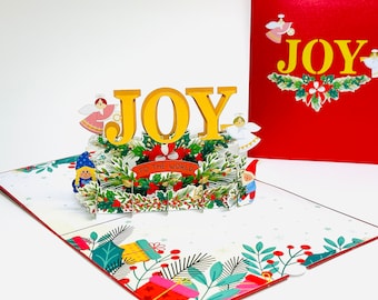 Joy To The World - Pop Up Merry Christmas Card - 3D Christmas Angel Card - Pop Up Angel Christmas Card- Merry Christmas Home Decoration Card