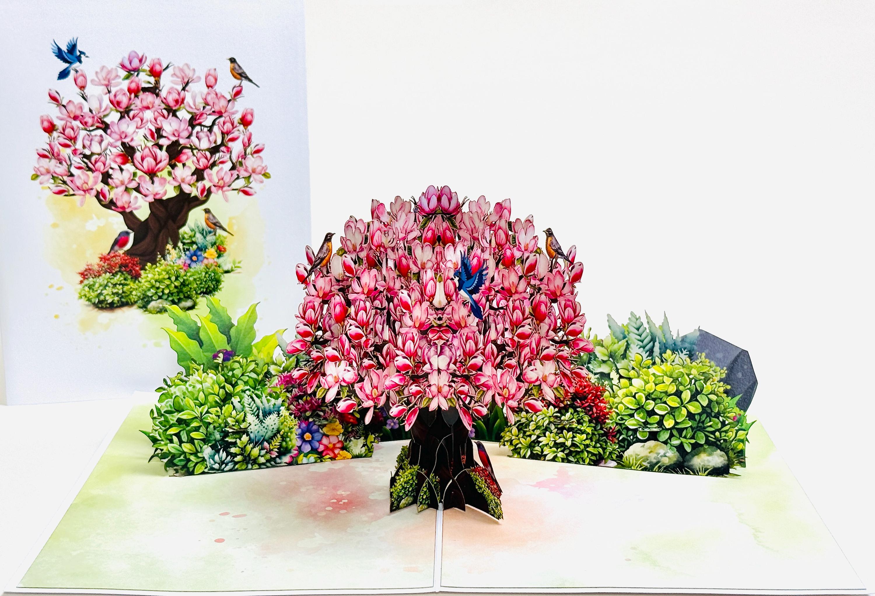 3D Magnolia Tree Pop Up Card. Suitable for any occasion - Birthday, Valentine’s Day, Mother’s Day, Thank You, Get Well, Congratulations