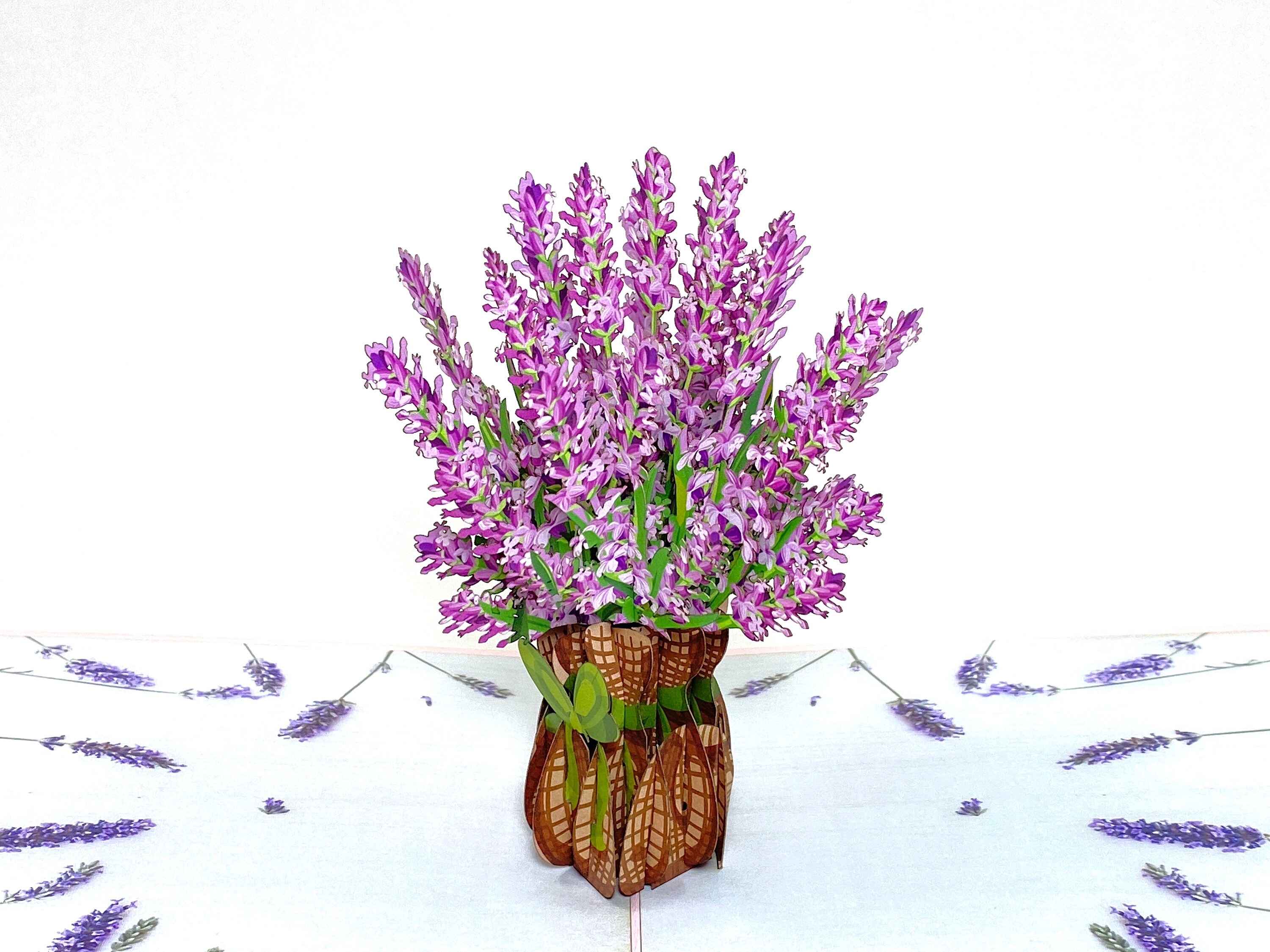 Lavender Flowers - 3D Pop Up Flower Birthday Card - Mother’s Day Card - Mom Birthday Card - Floral Thank You Card - Flower Good Luck Card