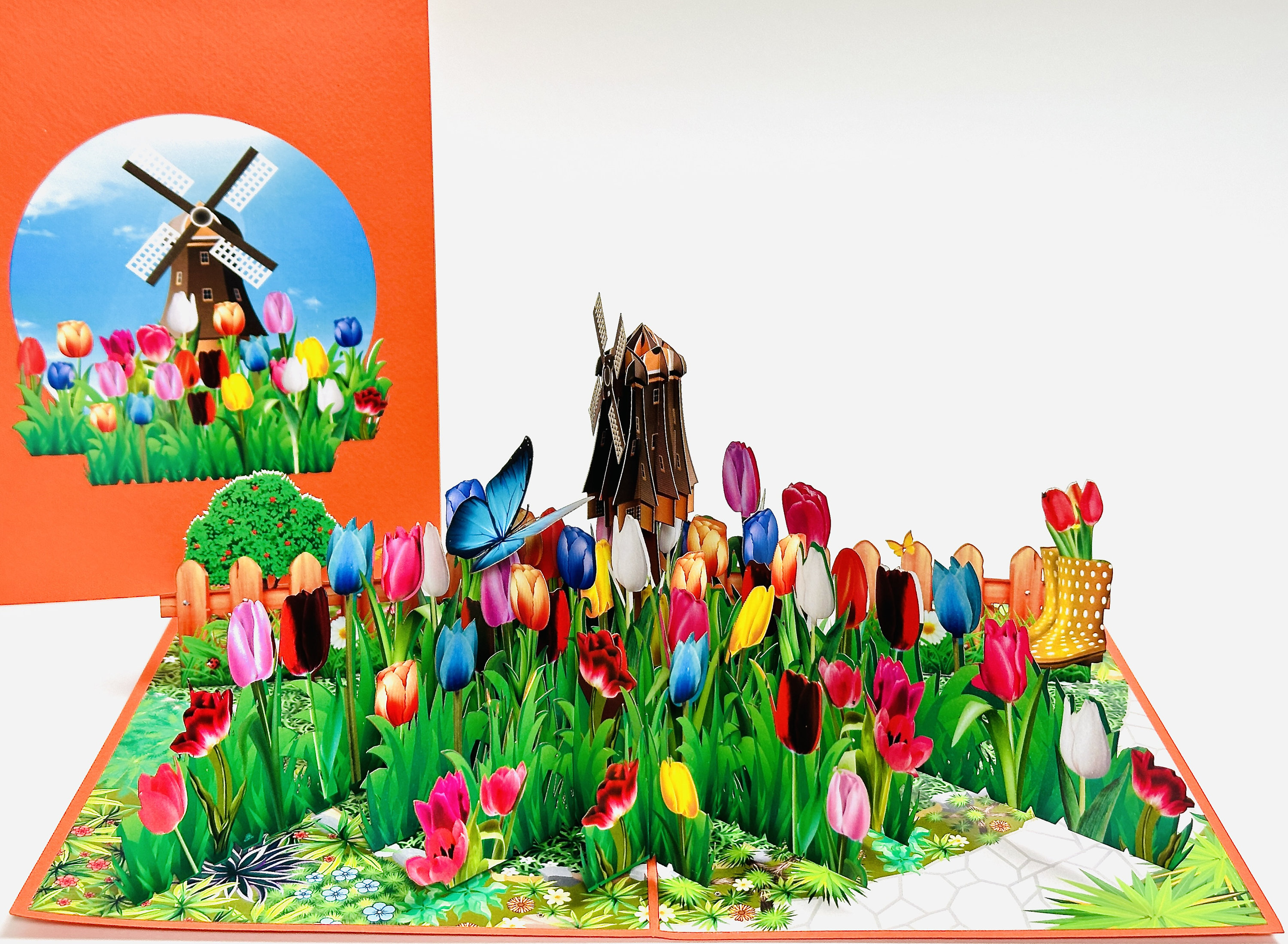 Colorful Tulip Garden - Pop Up Mother’s Day Card- 3D Flower Birthday Card - Valentines Pop Up Card -Tulips Get Well Card - Good Luck Card