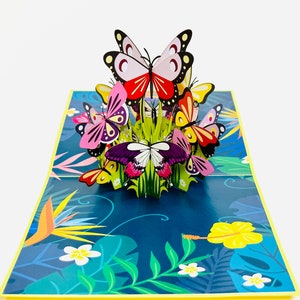 3D Butterflies Pop up Card - Yellow Butterfly Birthday Card - Flower ...