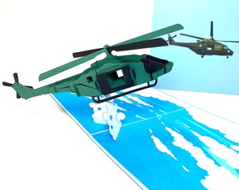 3D Helicopter Birthday Pop Up Card - Father's Day Card - Pilot’s Birthday Card - Gifts for Dad - Safe Trip Card - Pop Up Farewell Card