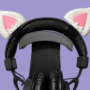 White cat ears headset attachment, kitty ears headphones decor, 3D printed accessories