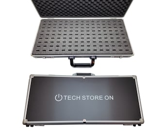 Large Aluminum USB Drive Organizer Case with Handle, 130 Slot Flash Drive Storage Box