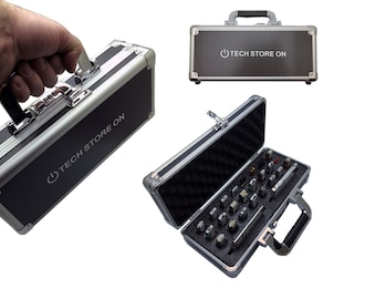 Aluminum USB Drive Organizer Case with Handle, 24 USB + 2 HDD Slot Flash Drive Storage Box