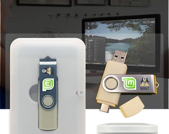 Linux Mint Cinnamon Bootable USB for PC, Live or Install Linux OS with Office and Multimedia Apps