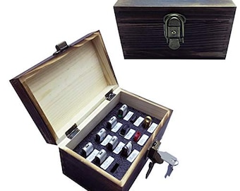 Storage USB Thumb Flash Drive Electronics Accessories Organizer Case Box with Key Lock and Antistatic Shockproof Foam (Wood, 12 USB Slots)