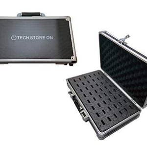 Organizador de unidade de memória USB portátil, caixa de transporte com alça superior, trava de combinação, espuma à prova de choque para viagem (alumínio, 48 slots USB)