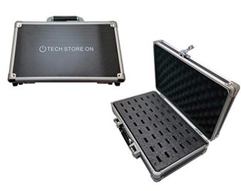 Aluminum USB Drive Organizer Case with Handle, 48 Slot Flash Drive Holder Storage Box - Medium Size