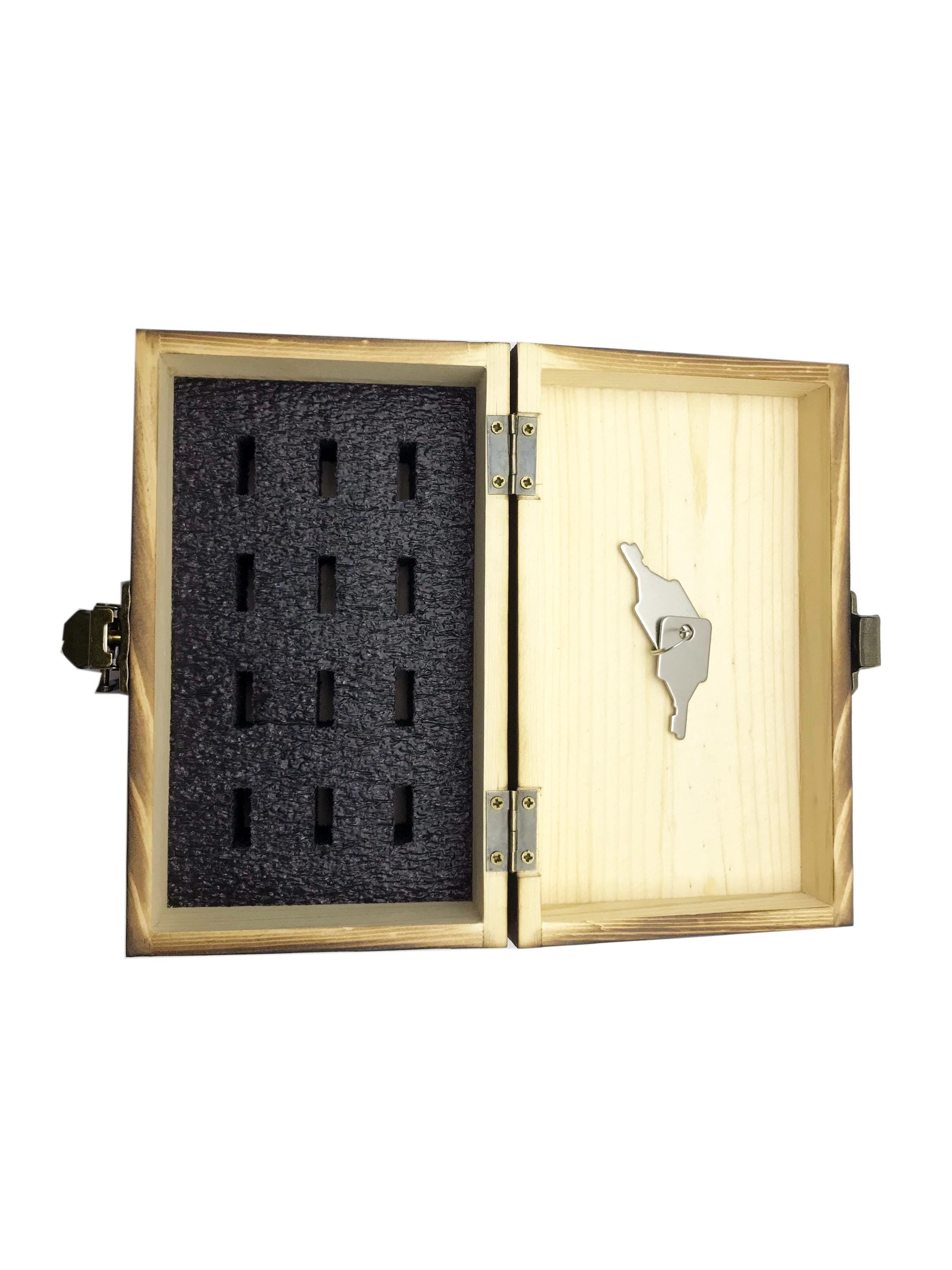 Wooden USB Drive Organizer Case, 12 Slot Flash Drive Storage Box With ...