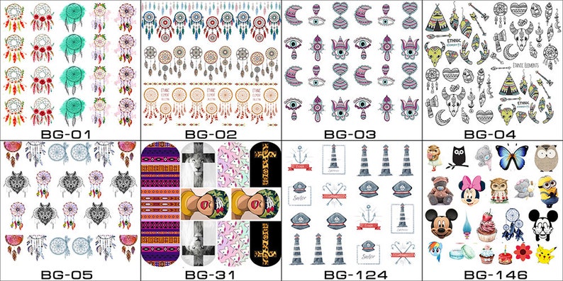 Nail Art Stickers Water Slide Decals Labels Tattoos Trendy Etsy
