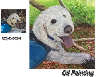 Custom Hand painted dog painting,Pet Portrait from photo, Pet memorial，Pet Loss Gift，Dog Art work,Commission Pet portrait，Animal Painting