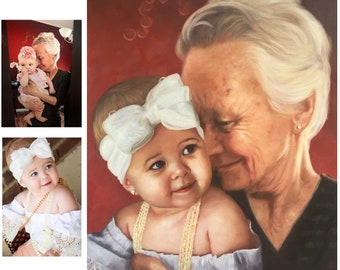 Custom Oil Painting From Photo,Family portrait painting，Mother's Day Gifts，Child Portrait painting，Commission portrait with floater frame
