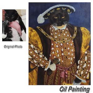 Custom Royal Cat Portrait:Hand Painted Renaissance Pet Oil Painting