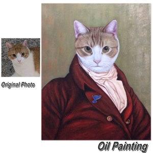 Custom Royal Cat Portrait: Hand Painted Renaissance Pet Oil Painting