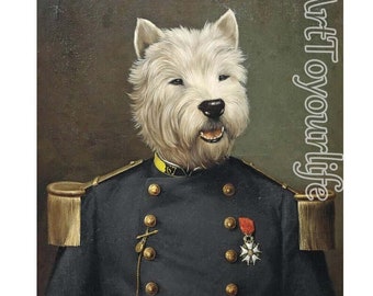 Renaissance Pet Portrait: Custom Dog in Uniform, Museum Quality Oil Painting