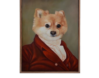 Retrato de mascota real personalizado: pintura al óleo de estilo renacentista pintada a mano