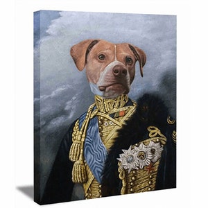 Custom Hand Painted Pet Portrait: Royal Dog Gallery Wrap, Ready to Hang
