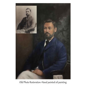 Vintage Photo Repair,Damaged Photo Retouching，hand painted oil painting，Painting of deceased loved one with family，Black and white portrait