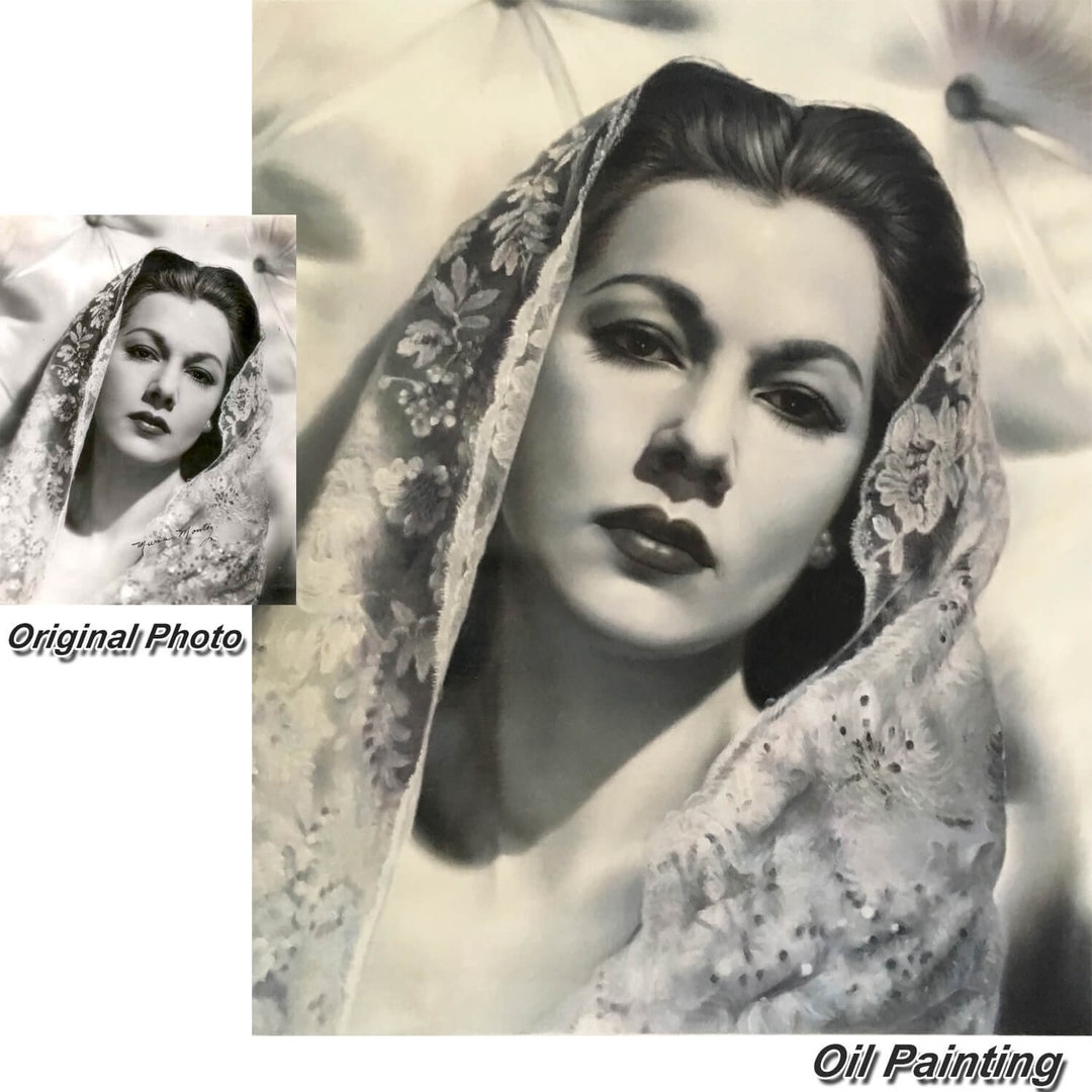 Custom Photo Portrait Handmade People Portrait Black and Etsy