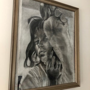 Head, Hand and Foot Framed Charcoal Artwork