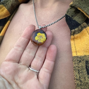 Real Buttercup Pressed Flower Pendant