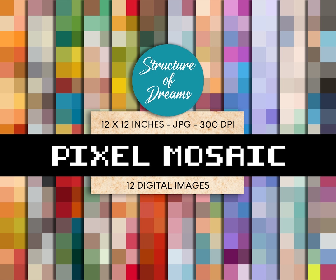 Pixel Mosaic - Digital Paper Background - Surface Pattern for Digital ...