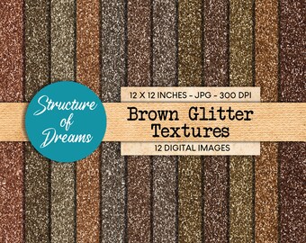 Brown Glitter Textures - digital paper set - glitter background - texture paper pack backgrounds - Instant Download