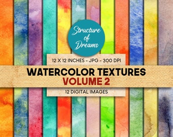 Aquarell Texturen Band 2 - Digitaler Hintergrund - Oberflächengestaltung für Planer, Einladungen, Sticker - Druckbar - Sofortiger Download