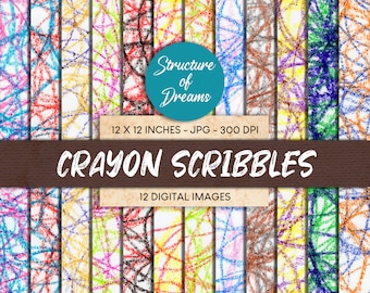 Crayon scribble Textures - Digital Paper Background - Surface design for planners, invitations, Stickers - Printable - Instant Download