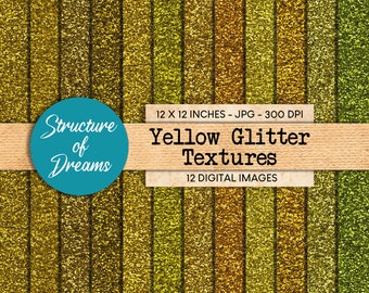 Yellow Glitter Textures - digital paper set - glitter background - texture paper pack backgrounds - Instant Download