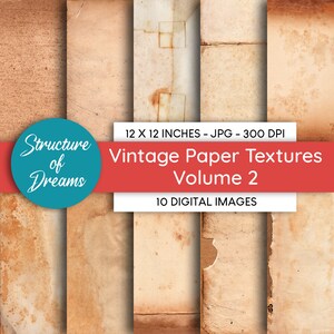 Vintage Paper Textures Vol. 2 - digital paper set - texture paper pack backgrounds - Instant Download