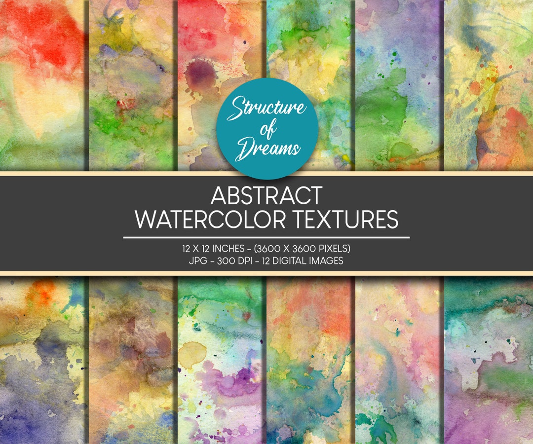 Abstract Watercolor Textures - Digital Paper Set - Printable - Instant ...